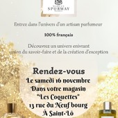 N’oubliez pas, samedi, nous aurons la présence de Muriel en Boutique, qui vous présentera la marque française de parfum Spurway ! Venez découvrir la marque et pourquoi pas vous  laisser tenter par un parfum 😍